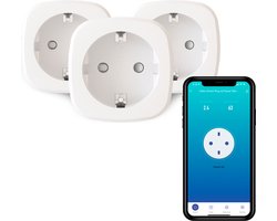 Calex Slimme Stekker - Set van 3 stuks - Energiemeter - Smart Plug met App Bediening - Werkt met Alexa en Google Home