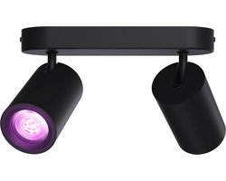 Calex Smart Plafondlamp - 2-Lichts - Slimme Opbouwspot - Ovaal - Zwart