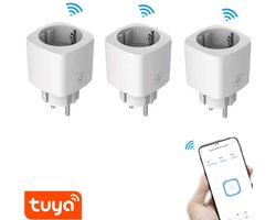 Denver Slimme Stekker met Energiemeter - 3 PACK - Randaarde - Tijdschakelaar - Smart plug - TUYA - Werkt met Amazon Alexa en Google Home - WiFi - Voor iOS en Android - SHP102