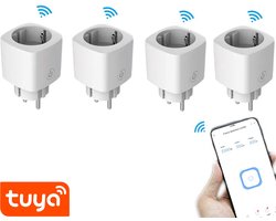 Denver Slimme Stekker met Energiemeter - 4 PACK - Randaarde - Tijdschakelaar - Smart plug - TUYA - Werkt met Amazon Alexa en Google Home - WiFi - Voor iOS en Android - SHP102