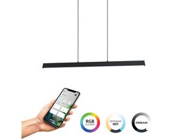 EGLO connect.z Simolaris-Z Smart Hanglamp - 122 cm - Zwart - Instelbaar RGB & wit licht - Dimbaar - Zigbee