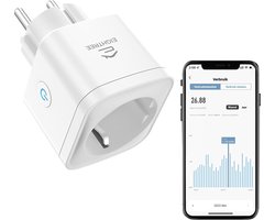 EIGHTREE - Smart Plug - Slimme Stekker - Wifi - 1-delige set - App Bediening - Verbruiksmeter - Energiemeter -Spraakbediening met Alexa & Google Home - ET20-1