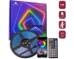 Evura Goods - Led strip 5 meter - Waterproof IP65 - RGB - met afstandsbediening & telefoon app - waterdicht - dimbaar - buitenverlichting - timer en muziek modus - Led Lights - smart home verlichting - Binnenverlichting - tuinverlichting