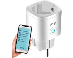 Gologi Slimme stekker - Smart plug - Tijdschakelaar & Energiemeter - WIFI - Google Home & Amazon Alexa - Wit