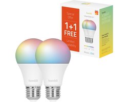 Hombli Slimme verlichting - Wifi lamp E27 color - Geen bridge nodig - 16 Miljoen Kleuren en alle Wittinten - Smart LED - Dimbaar en Tunable - Promopack 1+1