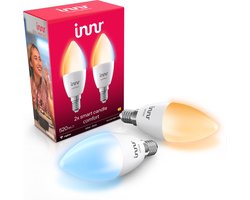 Innr Slimme E14 Kaarslamp - Werkt met Philips Hue*, Amazon Echo (4e gen) - Smart Lamp Warm tot Koel Wit - LED Lamp - LED Kaars Zigbee - Dimbaar - 520 lumen - 2 Pack