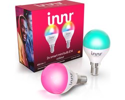 Innr Slimme E14 Mini LED Lamp - Werkt met Philips Hue*, Amazon Echo (4e gen) - Smart Lamp Wit en Gekleurd - Smart Bulb Zigbee - Dimbaar - 460 lumen - 2 Pack