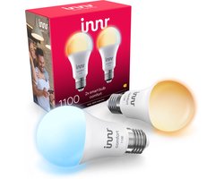 Innr Slimme E27 LED Lamp - Werkt met Philips Hue*, Amazon Echo (4e gen) - Smart Lamp Warm tot Koel Wit - LED Lamp - Smart Bulb Zigbee - Dimbaar - 1190 lumen - 2 Pack