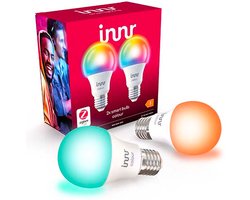 Innr Slimme E27 LED Lamp - Werkt met Philips Hue*, Amazon Echo (4e gen) - Smart Lamp Wit en Gekleurd - LED Lamp - Smart Bulb Zigbee - Dimbaar - 806 lumen - 2 Pack