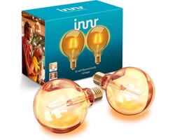 Innr slimme Wifi lamp E27 filament Globe - geen bridge nodig - vintage look - smart LED - dimbaar - 2 pack