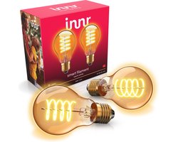 Innr Smart Lamp E27 Vintage Filament - E27 LED Lamp werkt met Philips Hue*, Homey en Home Assistant - Slimme Verlichting met Warmwit Licht - 2200K - Zigbee Lamp - Dimbaar - 2-Pack