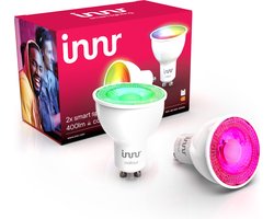 Innr Slimme GU10 White and Color LED Spot - Werkt met Philips Hue*, Amazon Echo (4e gen) - Smart Lamp Wit en Gekleurd - LED Lamp Zigbee - Dimbaar - 400 lumen - 2 Pack