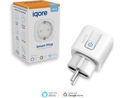 Iqore® Slimme Stekker WiFi - Smart Plug - Met tijdschakelaar en energiemeter - Geschikt voor Google Home & Amazon Alexa - Tuya compatible - Gratis Smartlife App - 16A - smart stekker - eurostekker - slimme stekkers - domotica - GEEN HUB VEREIST