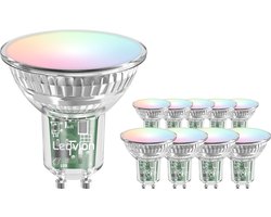 Ledvion - 10X Smart RGB+CCT GU10 LED Spot, 5W, 345 Lumen, Dimbaar, Wifi-verlichting, Wifi-licht, Alexa & Google Home