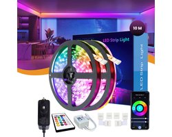 Lucion® LED verlichting - Led strip 10 meter - Smart led strip - Smart Light - Led light strip - Licht strip - Gaming accesoires - Slimme verlichting te bedienen via telefoon en afstandsbediening - Alexa - Google Home - Met 4x koppelstuk