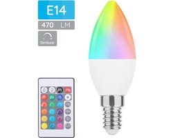 Modee Smart E14 Led Lamp met Afstandsbediening - 4.9W - Slimme Lamp - RGB en Neutraal Wit - B35 Kaarslamp