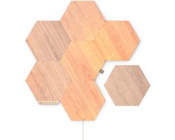 Nanoleaf Elements Hexagons Starter Kit - Slimme Verlichting - 7 LED Panelen met Houteffect - Siri, Google, Alexa Compatibel