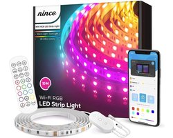 Nince Smart Ledstrip 10 Meter (2x5) Wifi - SMD 5050 RGB LED 16 Miljoen Kleuren - Bestuurbaar met App - Led strip Model - Geschikt voor iOS en Android