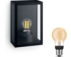 Philips Hue Alzor Wandlamp voor Buiten (Zwart) - Buitenlamp - E27 - Warmwit Licht - Hue White Filament