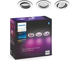 Philips Hue Centura inbouwspot - wit en gekleurd wit - 3-pack - wit - rond - GU10