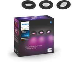 Philips Hue Centura inbouwspot - wit en gekleurd wit - 3-pack - zwart - rond - GU10