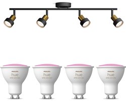 Philips Hue Conduit Opbouwspot (Zwart/Goud) - Wit en Gekleurd Licht - Plafondspot met 4 Lichtpunten - GU10 - Hue White and Color Ambiance