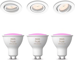 Philips Hue Enneper Set van 3 Inbouwspots (Wit) - Rond - GU10 - Wit en Gekleurd Licht - Hue White and Color Ambiance