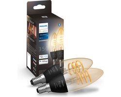 Philips Hue filamentkaars - warm- tot koelwit licht - 2-pack - E14