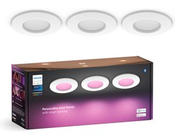 Philips Hue inbouwspot dun - wit en gekleurd licht - 3 lampen - Ø90mm - wit