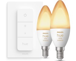 Philips Hue kaarslamp bundel - warm tot koelwit licht - 2-pack - E14- inclusief Dimmer Switch