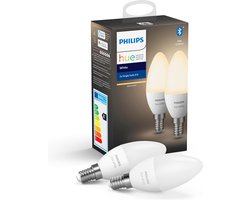 Philips Hue Kaarslamp Lichtbron E14 - zachtwit licht - 5,2W - Bluetooth - 2 Stuks