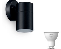 Philips Hue Kylis Wandlamp voor Buiten Neerwaarts (Zwart) - Buitenlamp - GU10 - Warmwit Licht - Incl. Hue Dimmer Switch - Hue White