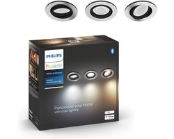 Philips Hue Milliskin inbouwspot - warm- tot koelwit licht - 3-pack - wit - rond - GU10