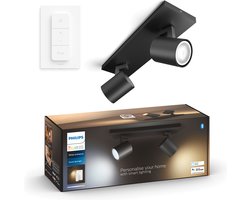 Philips Hue Runner opbouwspot - warm- tot koelwit licht - 2 spots- zwart - 1 dimmer switch - GU10