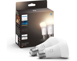 Philips Hue Slimme Lichtbron E27 Duopack - zachtwit licht - 9W - Bluetooth - 2 Stuks