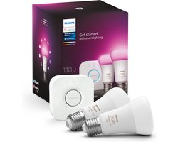 Philips Hue starterkit - wit en gekleurd licht - 2 x 9W - E27 - 1100lm - met Bridge