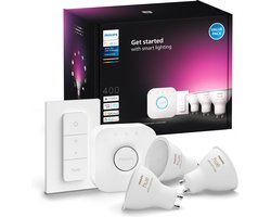 Philips Hue starterkit - wit en gekleurd licht - 3 lampen - 1 dimmer switch - GU10