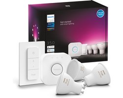 Philips Hue starterkit - wit en gekleurd licht - 3-lampen - GU10 - 1 dimmer switch