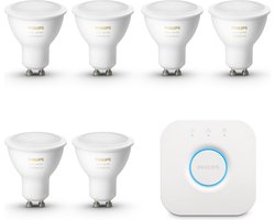 Philips Hue Starterspakket - GU10 - met 6 Spotjes - Warm tot Koelwit Licht - Incl. 1 Hue Bridge - Hue White Ambiance