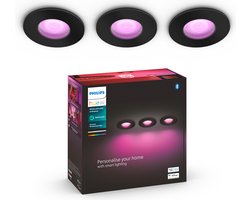 Philips Hue Xamento badkamerinbouwspot - wit en gekleurd licht - 3-pack - zwart - rond