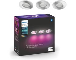 Philips Hue Xamento inbouwspot - White and Colour Ambiance - GU10 - Zilver - IP44 - 3 spot - Bluetooth