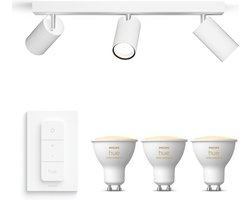 Philips Hue Idris Opbouwspot voor Badkamer (Wit) - Badkamerlamp - Warm tot Koelwit Licht - Incl. Hue Dimmer Switch - Plafondspot met 3 Lichtpunten - GU10 - Hue White Ambiance