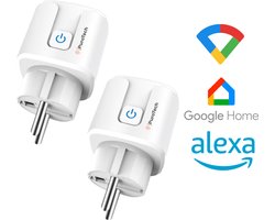 PuroTech Slimme Stekkers - DUO Pack - Smart Plug - Inclusief Energiemeter - Geschikt Voor Alexa & Google Home - Smartphone App - Verbruiksmeter - Energiekosten