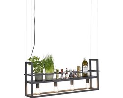 QAZQA cage rack - Moderne Grote hanglamp voor boven de eettafel | in eetkamer - 4 lichts - L 1015 mm - Zwart - Woonkamer