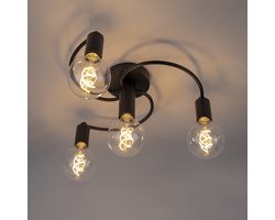 QAZQA facil - Moderne Plafondlamp - 4 lichts - Ø 450 mm - Zwart - Woonkamer | Slaapkamer | Keuken