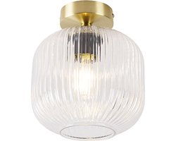 QAZQA karel - Art Deco Plafondlamp - 1 lichts - Ø 200 mm - Goud/messing - Woonkamer | Slaapkamer | Keuken