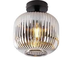 QAZQA karel - Art Deco Plafondlamp - 1 lichts - Ø 200 mm - Zwart - Woonkamer | Slaapkamer | Keuken