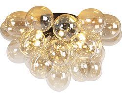 QAZQA uvas - Design Plafondlamp - 6 lichts - Ø 500 mm - Zwart Goud - Woonkamer | Slaapkamer | Keuken