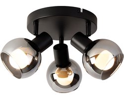 QAZQA vidro - Art Deco Dimbare LED Smart Plafondspot | Spotje | Opbouwspot incl. wifi met Dimmer - 3 lichts - Ø 35 cm - Zwart - Woonkamer | Slaapkamer | Keuken