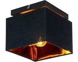 QAZQA vt - Moderne Plafondlamp met kap - 1 lichts - L 17 cm - Zwart Goud - Woonkamer | Slaapkamer | Keuken